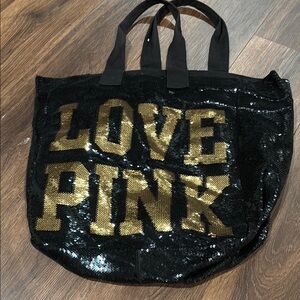 Black sequence tote bag PINK Victoria’s Secret